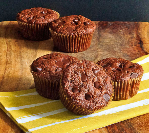 Whole Wheat Cocoa Chocolate Chip Muffins
