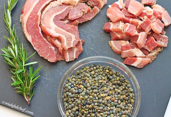 Lentils Pancetta Rosemary ingredients