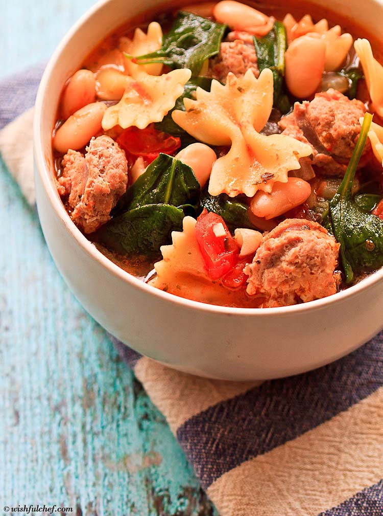 Healthy Italian Winter Soup with Turkey Sausage and Cannellini Beans
