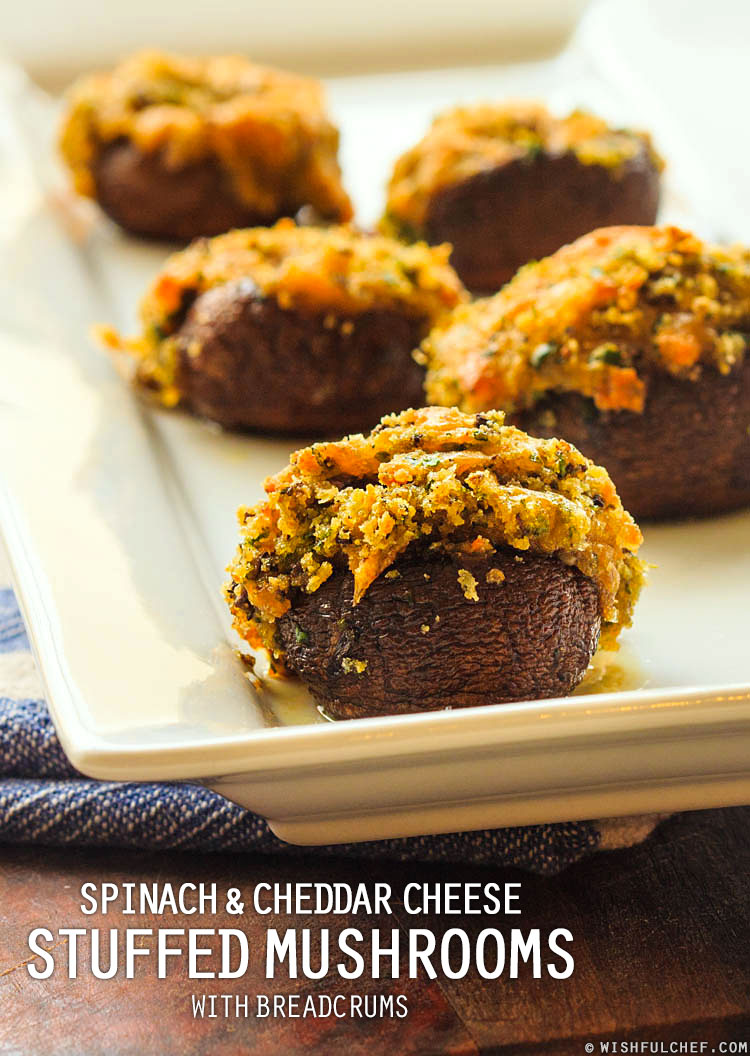 Spinach Cheddar Stuffed Mushrooms